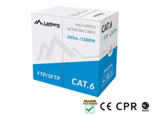 Lanberg Kabel SFTP Kat.6 CU 305 m drut szary