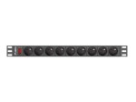 Lanberg Listwa zasilająca rack PDU 19 cali  1U 16A 9X 230V PL 3m czarny
