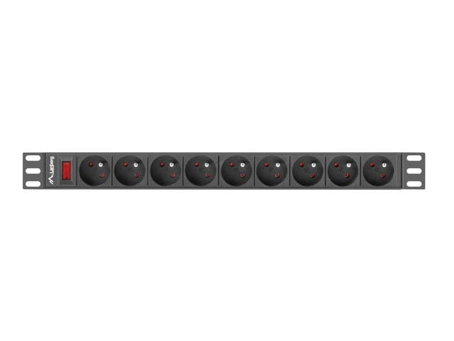 Lanberg Listwa zasilająca rack PDU 19 cali  1U 16A 9X 230V PL 3m czarny