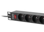 Lanberg Listwa zasilająca rack PDU 19 cali  1U 16A 9X 230V PL 3m czarny