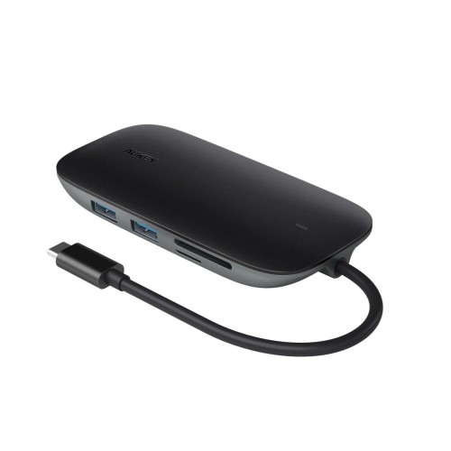 AUKEY CB-C71 aluminiowy HUB USB-C | 8w1 | RJ45 Ethernet 10/100/1000Mbps | 3xUSB 3.1 | HDMI 4k@30Hz | SD i microSD | USB-C Power Delivery 100W