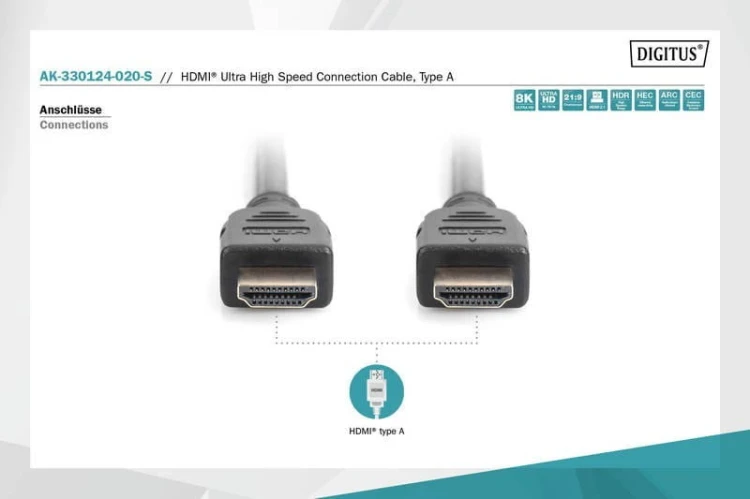 Digitus Kabel połączeniowy HDMI Ultra HighSpeed z Ethernetem 8K 60Hz UHD