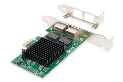 Digitus Karta sieciowa przewodowa PCI Express 2x RJ45 Gigabit 10/100/1000Mbps Low Profile