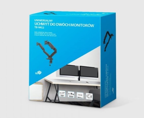 TB Uchwyt TB-MG2 do dwóch monitorów na sprężynie gazowej do 27" 2x8kg