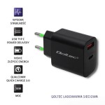 Qoltec Ładowarka sieciowa | 18W | 5-12V | 1.5-3A | USB typ C PD |       USB QC 3.0 | Czarna