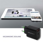 Qoltec Ładowarka sieciowa | 18W | 5-12V | 1.5-3A | USB typ C PD |       USB QC 3.0 | Czarna