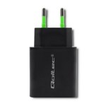 Qoltec Ładowarka sieciowa | 18W | 5-12V | 1.5-3A | USB typ C PD |       USB QC 3.0 | Czarna