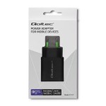 Qoltec Ładowarka sieciowa | 18W | 5-12V | 1.5-3A | USB typ C PD |       USB QC 3.0 | Czarna