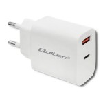 Qoltec Ładowarka sieciowa | 18W | 5-12V | 1.5-3A | USB typ C PD |  USB QC 3.0 | Biała