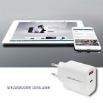 Qoltec Ładowarka sieciowa | 18W | 5-12V | 1.5-3A | USB typ C PD |  USB QC 3.0 | Biała