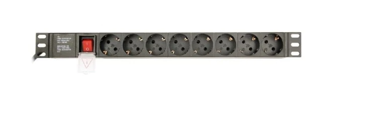 Gembird Listwa zasilająca rack (PDU), 8 gniazd typ Schuko, 1U, 10A, wtyk C14 3m