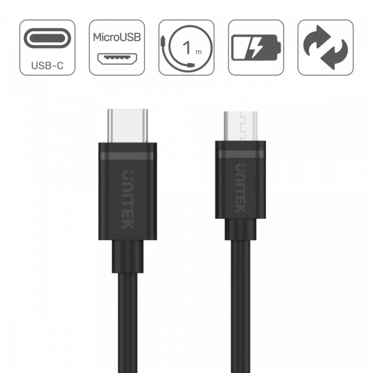 Unitek Kabel USB TYP-C DO microUSB 2.0; 1m; Y-C473BK