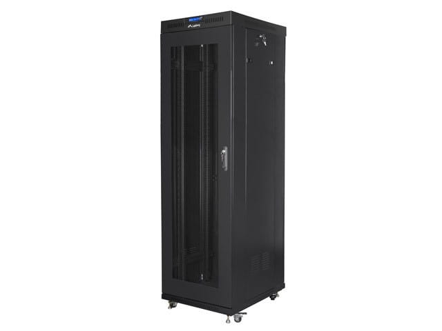 Lanberg Szafa instalacyjna rack stojąca 19 42U 600x800 czarna, drzwi perforowane lcd (flat pack)