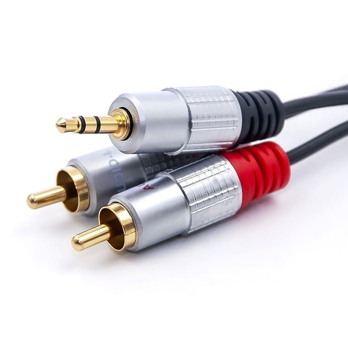 Qoltec Kabel 2xRCA / Mini Jack 3.5mm | 1m | czarny