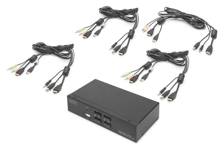 Digitus Przełącznik KVM 4 portowy HDMI, 4K 30Hz