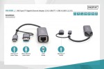 Digitus Karta sieciowa przewodowa USB 3.1 Typ C + USB A do 1x RJ45 2.5 Gigabit Ethernet 10/100/1000/2500Mbps