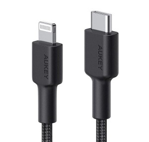 AUKEY CB-CL03 kabel Lightning - USB-C 2m MFi Apple USB-PD nylonowy oplot czarny