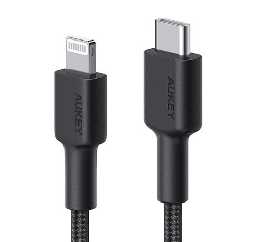 AUKEY CB-CL03 kabel Lightning - USB-C 2m MFi Apple USB-PD nylonowy oplot czarny