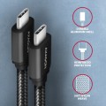 AXAGON BUCM3-CM10AB Kabel USB-C - USB-C 3.2 Gen 1, 1m, PD 60W 3A, ALU, oplot, czarny