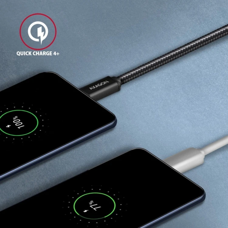 AXAGON BUCM3-CM10AB Kabel USB-C - USB-C 3.2 Gen 1, 1m, PD 60W 3A, ALU, oplot, czarny