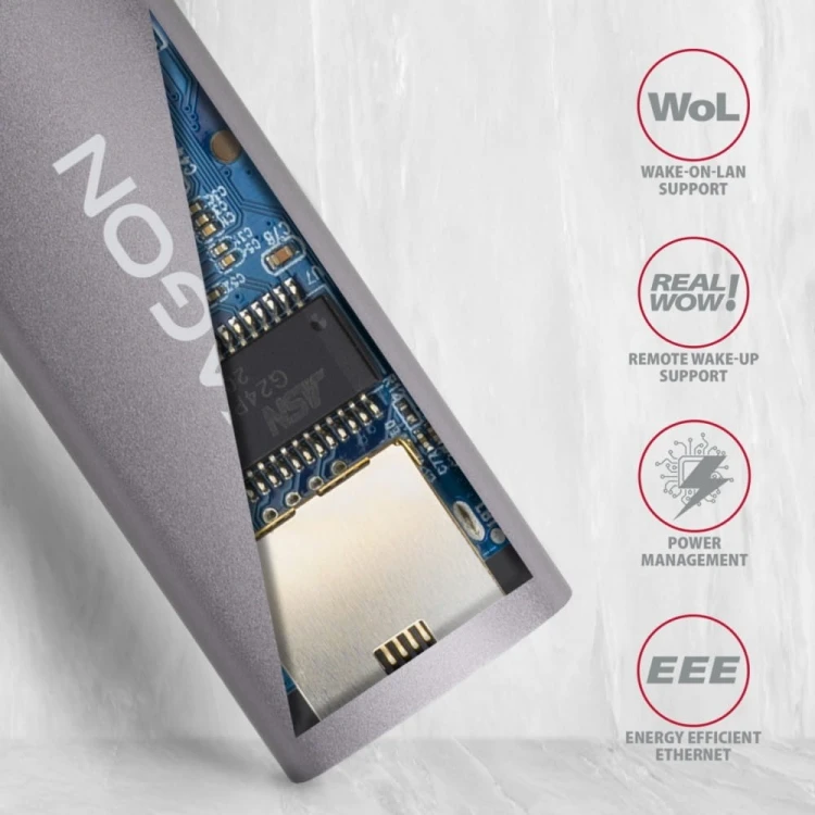 AXAGON ADE-TRC Karta sieciowa Gigabit Ethernet adapter, USB-C 3.2 Gen 1, instalacja automatyczna, metalowy, tytanowa szarość