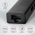 AXAGON HMC-GL3A Wieloportowy hub USB 4in1, 5Gbps, 3x USB-A + GLAN, 20cm USB-C kabel