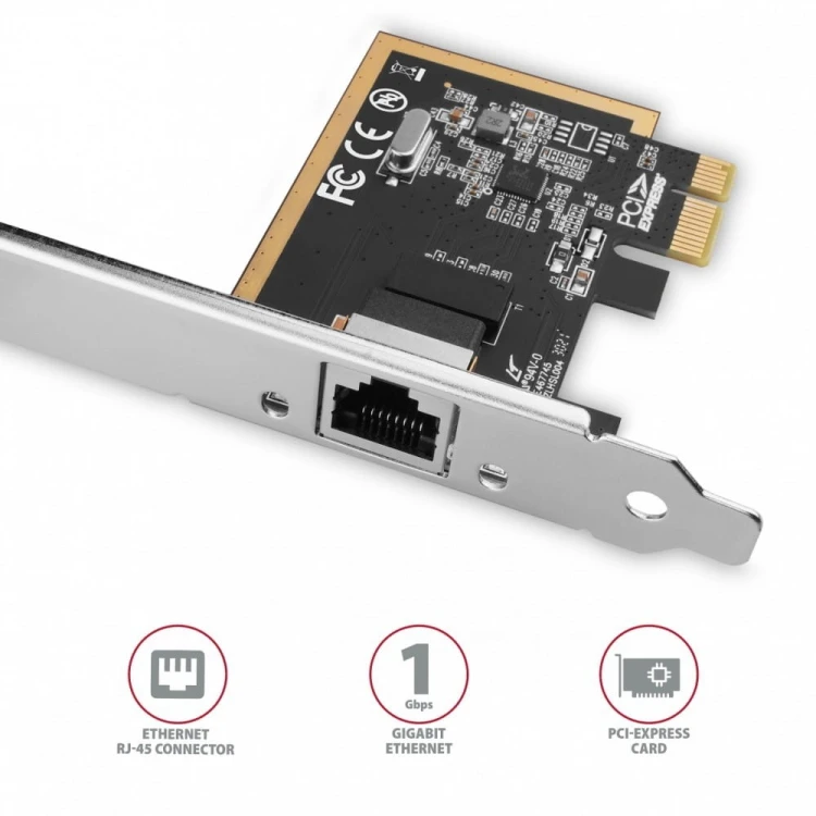 AXAGON PCEE-GRF Karta sieciowa PCIe 1x Gigabit Ethernet port RJ-45 Realtek SP & LP