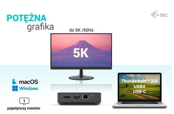 i-tec Stacja dokująca USB-C HDMI Dual DP Docking Station Power Delivery 100 W + i-tec Universal Charger 100 W