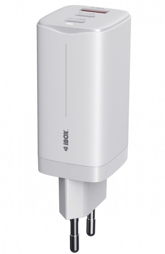 iBOX Ładowarka sieciowa  ILUC65B biała GaN 65W USB-C