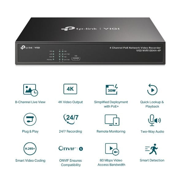 TP-LINK Rejestrator VIGI NVR1004H-4P 4 kanały
