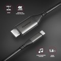 AXAGON RVC-HI2MC Adapter aktywny USB-C -> HDMI 2.0 4K/60Hz Aluminum, 1.8m kabel