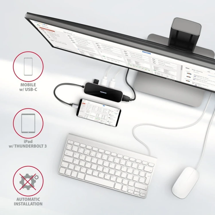 AXAGON HMC-6H4A Wieloportowy hub 4x USB-A + HDMI, USB-C 3.2 Gen 1, PD 100W, 20cm USB-C kabel
