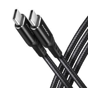AXAGON BUCM-CM10AB Kabel USB-C - USB-C 2.0, 1m, PD 60W, 3A, ALU, oplot Czarny