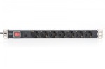 Digitus Listwa zasilająca PDU 19" Rack, 7x gniazdo schuko, 2.0m, 1x wtyk unischuko, 16A, wł./wył., zabezpieczenie przeciążeniowe, profil aluminiowy