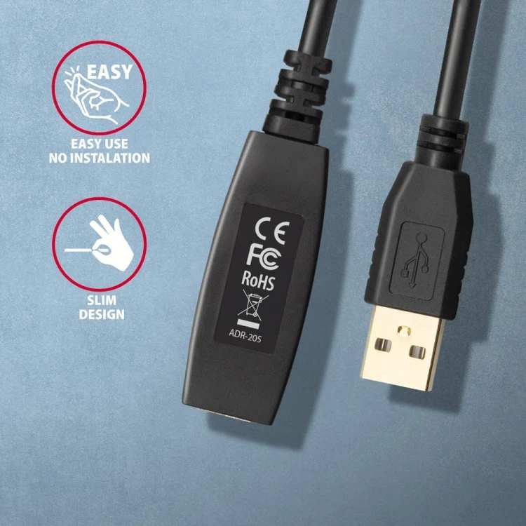 AXAGON ADR-205 USB 2.0 A-M -> A-F aktywny kabel przedłużacz/wzmacniacz 5m