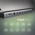 AXAGON HMC-4KX3 Wieloportowy hub USB 11in1, 5Gbps, 3x USB-A, 2x HDMI 4K/60Hz+ DP 4K/60Hz+ GLAN + SD/microSD + audio, PD 100W, 40cm USB-C kabel