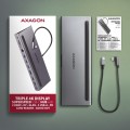 AXAGON HMC-4KX3 Wieloportowy hub USB 11in1, 5Gbps, 3x USB-A, 2x HDMI 4K/60Hz+ DP 4K/60Hz+ GLAN + SD/microSD + audio, PD 100W, 40cm USB-C kabel
