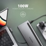 AXAGON HMC-4KX3 Wieloportowy hub USB 5Gbps, 3x USB-A, 2x HDMI + DP + GLAN +  SD/microSD + audio, PD 100W