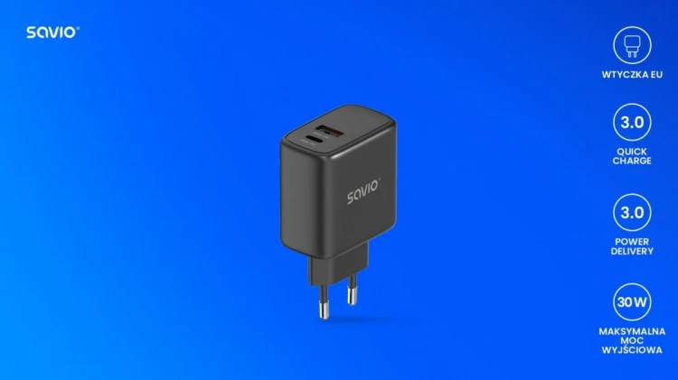 Savio Ładowarka sieciowa 30W Quick Charge, Power Delivery 3.0, LA-06/B