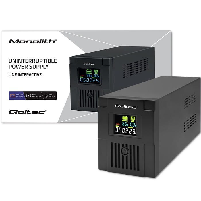 Qoltec Zasilacz awaryjny UPS | Monolith | 1500VA | 900W | LCD | USB