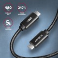 AXAGON BUCM2-CM10AB Kabel USB-C - USB-C, 1.0m 5A charging, ALU, 240W PD, oplot, USB2.0, czarny
