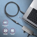 AXAGON BUCM32-CF05AB Kabel przedłużacz Gen2 USB-C - USB-C 0.5m, 5A, 20Gbps, PD 240W, oplot, czarny