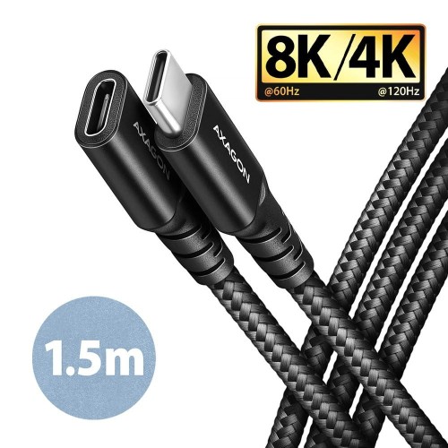 AXAGON BUCM32-CF15AB Kabel przedłużacz Gen2 USB-C - USB-C 1.5m, 5A, 20Gbps, PD 240W, oplot, czarny