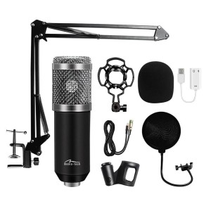 Media-Tech Mikrofon pojemnościowy, studyjny z zestawem akcesoriów STUDIO AND STREAMING MICROPHONE MT397S (Srebrny)