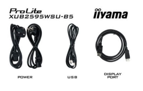 IIYAMA Monitor 25 cali XUB2595WSU-B5 IPS.PIVOT.16:10.USB.DP.HDMI.VGA.2x2W.  300(cd/m2).HAS(150mm)