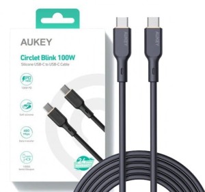 AUKEY CB-SCC101 kabel USB-C - USB-C 1m 100W PD 5A 20V silikonowy czarny