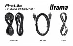IIYAMA Monitor wielkoformatowy 21.5 cala TF2238MSC-B1 IPS,FHD,DP,HDMI,2x2W,2xUSB,600(cd/m2),  10pkt.7H,IP1X(Front),Pion/Poziom