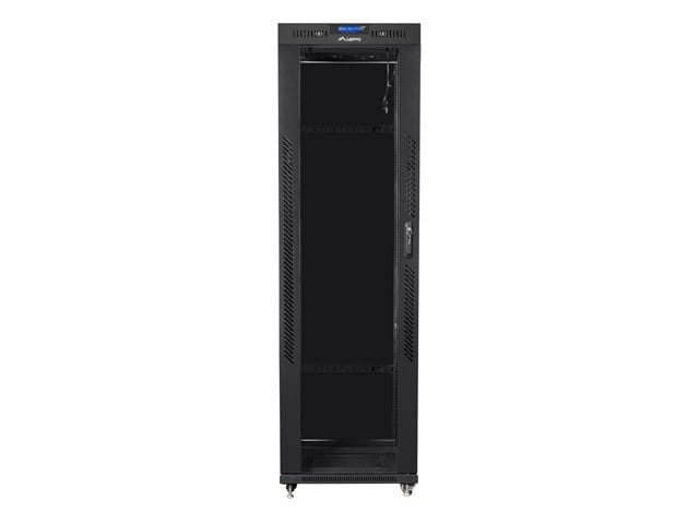 Lanberg Szafa instalacyjna rack stojąca 19 42U 600x1000 czarna, drzwi szklane lcd (flat pack)