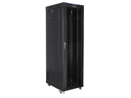 Lanberg Szafa instalacyjna rack stojąca 19 42U 600x1000 czarna, drzwi szklane lcd (flat pack)