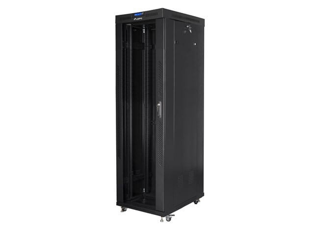 Lanberg Szafa instalacyjna rack stojąca 19 42U 600x1000 czarna, drzwi szklane lcd (flat pack)